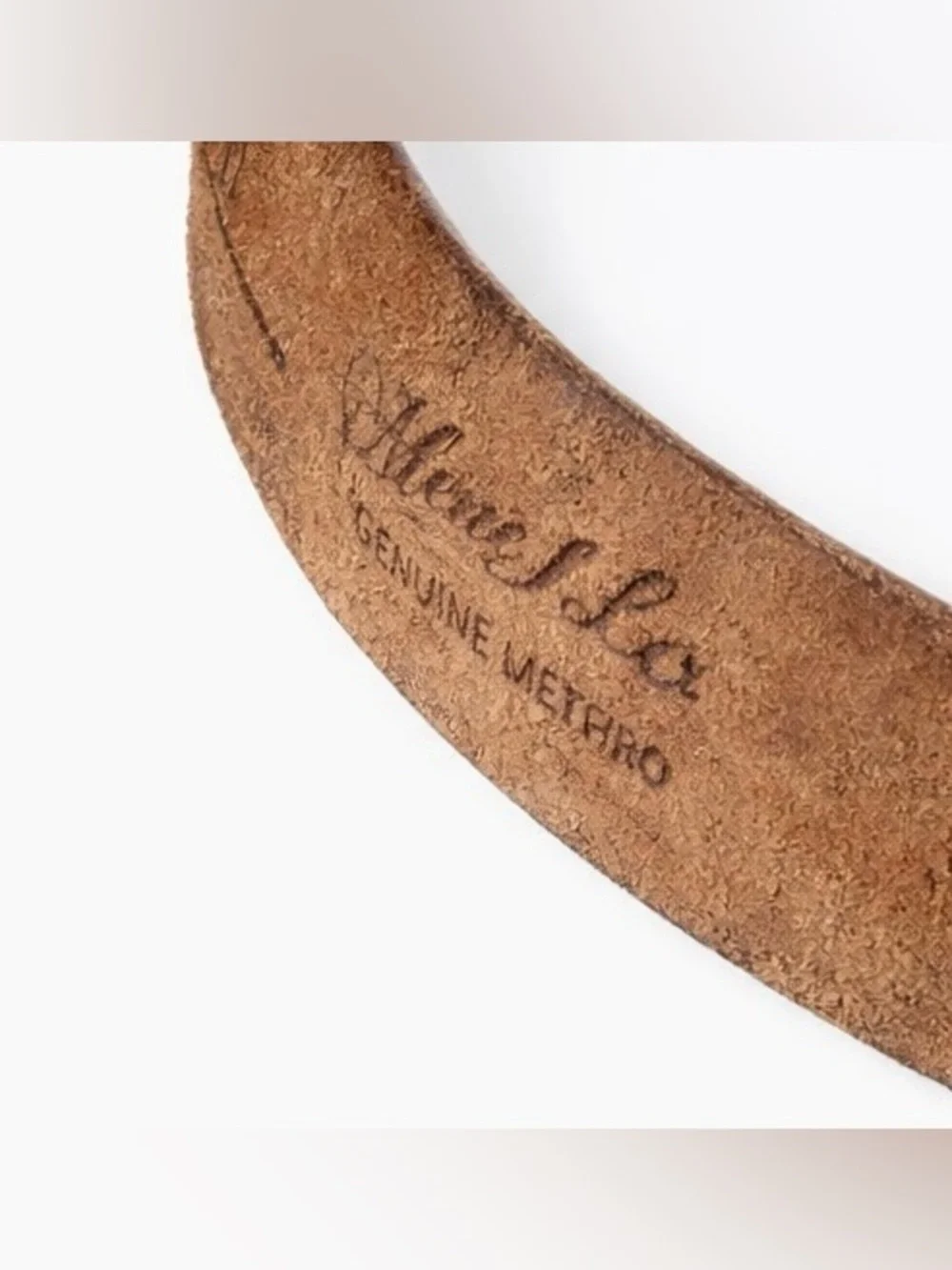 Vintage Western Leather Belt Cinto Piteado Horse Aztec Genuine Cowhide Mexico 44